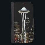Capa Carteira Para Samsung Galaxy S4 Lua cheia que aumenta sobre a skyline do centro de<br><div class="desc">Lua cheia que aumenta sobre a skyline do centro de Seattle</div>