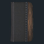 Capa Carteira Para Samsung Galaxy S4 Madeira realística e textura de couro costurada<br><div class="desc">A combinação de texturas da madeira e do couro costurou para formar um design bonito e puro. NOTA: Este produto não é compo da madeira ou do couro real,  e o design é para a finalidade estética somente.</div>