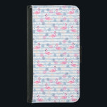 Capa Carteira Para Samsung Galaxy S5 Maleta Flamingo - Cor-de-rosa e azul<br><div class="desc">Combine a funcionalidade e estilo com esta mala vibrante da carteira que apresenta um padrão lúdico de flamingos cor-de-rosa, ananases vibrantes e folhas tropicais esmagadas contra um fundo azul claro e listrado branco. Perfeito para adicionar um toque de diversão e cor aos seus acessórios técnicos, este gabinete de carteira caprichosa...</div>