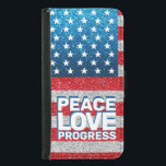 Capa Carteira Para Samsung Galaxy S5 Mãos para a Paz Progresso América Sinalizador Glit<br><div class="desc">Paz, amor, progresso! Protesto pacificamente com esta bandeira americana vermelha, branca e azul com falso brilho FX. Esta capa de telefone simboliza a luta contínua pelos direitos civis e pela dignidade humana. Os protestos anti-Trump incendiaram um incêndio de resistência coletiva em todos os Estados Unidos. Esta capa de telefone não...</div>