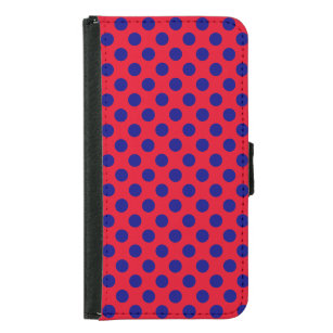 Capa Carteira Para Samsung Galaxy S5 Marinho azul Círculo Geométrico em Vermelho