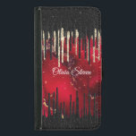 Capa Carteira Para Samsung Galaxy S5 Monograma das gotas de vermelho-chic<br><div class="desc">Derramamento preto vermelho-chic monograma brilhante capa de telefone de galáxia Samsung. Belo, moderno e legal cobrir para o modesto conhecedor de tendências e adepto da arte. Esta na moda sofisticada seria um excelente para meninas que gostam de vestir designs brilhantes de classe misturadas com designs-leopardo ou de tigre. Mostre seu...</div>