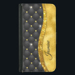 Capa Carteira Para Samsung Galaxy S5 Monograma de diamante preto brilhante Dourado, fal<br><div class="desc">Bonito chic e elegante brilho fino e rotinas brilhantes balançando com design preto tufado para criar um na moda único especial para proteger seu dispositivo. Belo, moderno e legal cobrir para o modesto conhecedor de tendências e adepto da arte. Este na moda sofisticado design seria excelente para meninas que gostam...</div>