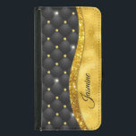 Capa Carteira Para Samsung Galaxy S5 Monograma de diamante preto brilhante Dourado, fal<br><div class="desc">Bonito chic e elegante brilho fino e rotinas brilhantes balançando com design preto tufado para criar um na moda único especial para proteger seu dispositivo. Belo, moderno e legal cobrir para o modesto conhecedor de tendências e adepto da arte. Este na moda sofisticado design seria excelente para meninas que gostam...</div>