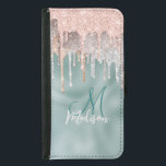 Capa Carteira Para Samsung Galaxy S5 Monograma de gotejamento por rosa de microfone<br><div class="desc">Rosa chic blush mintholographic monograma monográfico da capa de telefone da galáxia Samsung. Belo, moderno e legal cobrir para o modesto conhecedor de tendências e adepto da arte. Esta na moda sofisticada seria um excelente para meninas que gostam de vestir designs brilhantes de classe misturadas com designs-leopardo ou de tigre....</div>