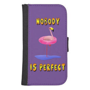 Capa Carteira Para Samsung Galaxy S4 Ninguém é perfeito - flamingo com anel de natação