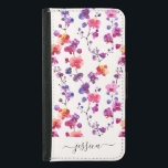 Capa Carteira Para Samsung Galaxy S5 Nome do script do padrão orquídeo rosa Elegante<br><div class="desc">Padrão de orquídea rosa elegante Samsung Galaxy S5 Wallet Case.</div>