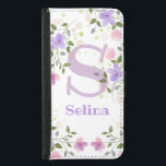 Capa Carteira Para Samsung Galaxy S5 Nome inicial pessoal<br><div class="desc">Delicate Floral design de flores pintadas a aquarelas criando um padrão em torno do primeiro monograma inicial e do nome cristão do proprietário.</div>