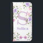 Capa Carteira Para Samsung Galaxy S5 Nome inicial pessoal<br><div class="desc">Delicate Floral design de flores pintadas a aquarelas criando um padrão em torno do primeiro monograma inicial e do nome cristão do proprietário.</div>
