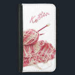 Capa Carteira Para Samsung Galaxy S5 O rosa e o branco do "Knitter" tricotam<br><div class="desc">Uma foto do rosa e do branco variegated a confecção de malhas com fio, agulhas e fez malha a amostra contra um fundo transparente. A palavra, "Knitter" é imprimida acima dela. Um grande presente para você ou seus amigos espertos que amem fazer malha e jogo com cores e texturas do...</div>