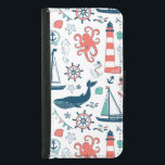 Capa Carteira Para Samsung Galaxy S5 Padrão De Animais E Símbolos Náuticos<br><div class="desc">Os animais e símbolos náuticos costeiros partilhados náuticos e os símbolos náuticos ilustram-se simples sobre uma cor de fundo branca personalizável.</div>