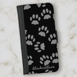Capa Carteira Para Samsung Galaxy S5 Padrão de impressão de pata de gato preto<br><div class="desc">Você já tentou tocar os dedos do seu gato quando ela realmente não quer que suas patas sejam tocadas? Nem eu. Adicione seu nome a esta capa de telefone de padrão de impressão de cinza e preto (somente se quiser)</div>
