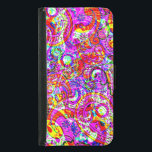 Capa Carteira Para Samsung Galaxy S5 Padrão de Paisley Vermelho Roxo do Hipster Fab<br><div class="desc">Padrão fabuloso de abstrato paisley retrô em tons de roxo,  vermelho e amarelo. Corações brilhantes para uma aparência moderna de hipster.</div>