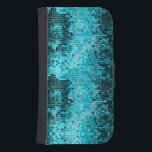 Capa Carteira Para Samsung Galaxy S4 Padrão Geométrico do Mosaico Turquesa<br><div class="desc">A sequência metálica brilhante popular parece tonalidades de turquesa brilhando. Espelhos de bola de disco dos anos 70 com o brilho e faíscas.</div>