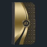 Capa Carteira Para Samsung Galaxy S4 Padrão Geométrico Dourado e Preto Elegante<br><div class="desc">Padrão geométrico preto-e-ouro e preto-e-branco e design de linhas modernas dinâmicas. Monograma personalizado e opcional. Várias variações nesse design, com diferentes posições dos elementos e diferentes combinações de cores. Não o brilho real ou o acabamento metálico, mas o efeito da imagem digital. Se precisar de ajuda para personalizar, mudar de...</div>
