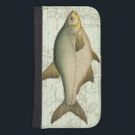 Capa Carteira Para Samsung Galaxy S4 Peixe água fresca no Mapa<br><div class="desc">Esta impressão de arte ilustra uma pintura detalhada de um peixe água fresca. O fundo é um mapa de safra em cor aquática clara. Esta design poderia perfeitamente ajustado qualquer produto da sua coleção de pesca.</div>