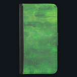 Capa Carteira Para Samsung Galaxy S5 Pintura Abstrato Verde Aleatória<br><div class="desc">Uma pintura acrílica abstrato em várias formas de verde.</div>