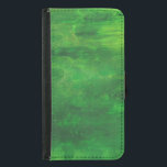 Capa Carteira Para Samsung Galaxy S5 Pintura Abstrato Verde Aleatória<br><div class="desc">Uma pintura acrílica abstrato em várias formas de verde.</div>