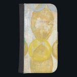 Capa Carteira Para Samsung Galaxy S4 Pintura de Abstrato moderna em Newsprint<br><div class="desc">O Romance está a bater a cabeça nesta pintura de Jennifer Goldberger. Os círculos e as formas de futebol estão em camadas sobre um fundo de jornal,  ocultando a maior parte das palavras. Alguns chegam,  especialmente o romance. Uma seleção de vanguarda que faria um excelente adicional na sua parede!</div>