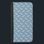 Capa Carteira Para Samsung Galaxy S5 Playful Green Alligator Paisley em azul<br><div class="desc">Esse padrão único de jacarés verdes mudos flutuando em um mar de azul-d'água evoca a elegância de um design paisley tradicional — até você olhar mais de perto. À primeira vista, pode parecer um padrão clássico de aberdasheria masculina, mas os jacarés brancos nadando através de intrincadas espirais e curvas contam...</div>