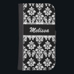Capa Carteira Para Samsung Galaxy S4 Preto Damasco Seu Nome<br><div class="desc">Cor damasco preta adicione seu nome</div>