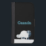 Capa Carteira Para Samsung Galaxy S4 Raposa Árctica Brilhante<br><div class="desc">Uma pintura digital de uma Raposa Árctica numa noite polar brilhante. Leitura de texto,  "Canadá" também aparece em azul brilhante.</div>