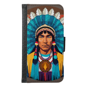 Capa Carteira Para Samsung Galaxy S6 Retrato Poderoso Principal Americano Nativo