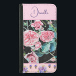 Capa Carteira Para Samsung Galaxy S5 Rosas Rosa Rosa Rosa Rosa Cor-de-Água Personalizáv<br><div class="desc">Rosas de Rosa de Vintage cor-de-rosa e o nome personalizável da Ladie de Chique de Watercolor Preto Kitchen Apron,  com um nome totalmente personalizável. Projetado a partir da minha foto e escrevendo original do jardim.</div>