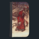 Capa Carteira Para Samsung Galaxy S4 Santa Claus Arthur Rackham<br><div class="desc">Samsung Galaxy Wallet Case com a ilustração Santa Claus de Arthur Rackham (1907). Um Papai Noel de leito vermelho carregar um saco de presentes de Natal em uma madeira de neve. Elves voam ao seu lado. Um presente alegre para o Natal!</div>