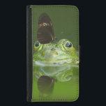 Capa Carteira Para Samsung Galaxy S5 Sapo bonito com borboleta no nariz<br><div class="desc">Um sapo verde giro sentado na sua almofada de lírio numa lagoa,  com o rosto a vomitar acima da superfície da água. Uma curiosa borboleta senta-se no nariz. Estas criaturas bonitas parecem que poderiam ser melhores amigas</div>