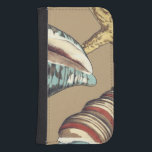 Capa Carteira Para Samsung Galaxy S4 Shell Trio em Khaki<br><div class="desc">Megan Meagher é conhecida por suas simples peças de arte. Esta é uma imagem excelente da arte decorativa capturando a vida marinha com uma estrela amarela e uma concha azul e vermelha. Consiga este impressão de arte hoje na cor Khaki no seu produto Zazzle.</div>