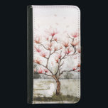 Capa Carteira Para Samsung Galaxy S5 Sob a Árvore Magnolia<br><div class="desc">Uma aquarela Freya senta-se admirando a magnólia em cheio florada para primavera</div>