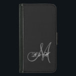 CAPA CARTEIRA PARA SAMSUNG GALAXY S5 SUAS INICIAIS DO MONOGRAMA| CINZAS PRETAS SIMPLES<br><div class="desc">COR PRETA SIMPLES E SIMPLES COM CINZAS E INICIAIS DE MONOGRAMA BRANCA TORNA ESTA UMA FORMA ELEGANTE E NA MODA DE PERSONALIZAR O SEU CASO POR ELE OU POR SUA OU NOVAS FÉRIAS. ELKE CLARKE© PARA A GALERIA DE MONOGRAMAS. ENTRE EM CONTATO COM O PROPRIETÁRIO DO ARMAZENAMENTO PARA OUTRAS CORES....</div>