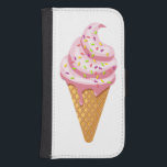Capa Carteira Para Samsung Galaxy S4 Sundae de morango em cone de waffle com cobertura<br><div class="desc">Sorvete de morango Cone de waffle cheio de uma saborosa sobremesa de verão cor-de-rosa</div>