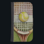 Capa Carteira Para Samsung Galaxy S4 Tênis Racket com Ball Lay na Corte<br><div class="desc">Aproveite um tênis com esta cena pintada por Ethan Harper. Uma raquete bem costurada com uma bola sentada no meio,  você só quer pegá-la,  ir ao seu campo local e jogar um jogo. Compre sua cópia deste impressão hoje!</div>