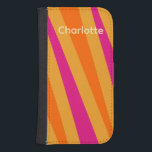 Capa Carteira Para Samsung Galaxy S4 Trendy Retro stripes Cor-de-rosa<br><div class="desc">Groovy 1970 é design. O abstrato é listrado em laranja,  rosa e amarelo-mostarda. Personalize esta tipografia moderna da tendência de na moda.</div>