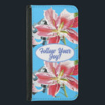 Capa Carteira Para Samsung Galaxy S5 Vermelho rosa Lily Lillies floral Azul Sua Alegria<br><div class="desc">Rosa rosa Roses florais Aquarela 'Siga sua alegria' Padrão de arte inspiracional Galaxy S5 Wallet,  o presente que continua dando! Projetado por mim usando uma das minhas pinturas de aquarela rosa originais.</div>
