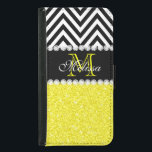 CAPA CARTEIRA PARA SAMSUNG GALAXY S5 VIGA AMARELA DO PRETO DO BRILHO MONOGRAMMED<br><div class="desc">BRILHO AMARELO BRILHANTE FEMININO (EFEITO IMPRESSO) COM O TESTE PADRÃO PRETO E BRANCO DA VIGA,  MONOGRAMMED COM SEU NOME,  SEU INICIAL OU MONOGRAMA EM UMA LISTRA PRETA OU BANDA COM UMA BEIRA DE DIAMANTES BRANCOS IMPRESSOS. NA MODA,  DESIGN BONITO LEGAL DO CHIQUE PARA ELA,  INTELECTUAL MODERNO,  FASHIONISTA</div>