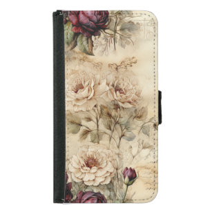 Capa Carteira Para Samsung Galaxy S5 Vintage - Pergaminho - Carta de Amor com Flores (7