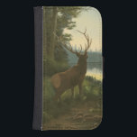 Capa Carteira Para Samsung Galaxy S4 Vista de trás de Elk Olhando sobre um lago<br><div class="desc">Você mora longe da natureza? Esta bela e,  no entanto,  clássica dá uma impressão de paz e as cores da alce são precisas,  o que torna esta imagem muito realista. Obtenha esta arte estilizada da natureza em seus produtos favoritos!</div>