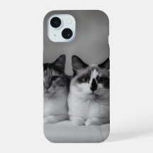 Capa customizada para iPhone 15 com retrato de gat