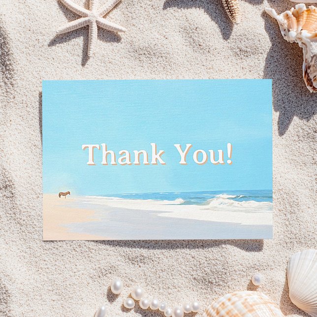 Capa de água do Cartões de agradecimentos de praia (Thank You Card Beach Seascape Art with Wild Horse)