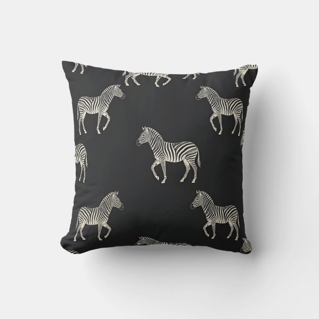 Capa de Almofada Art Déco com Estampa de Zebra (Frente)