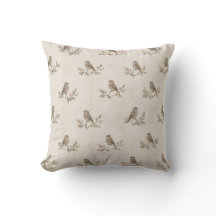 Capa de Almofada Botânica Vintage Sparrow