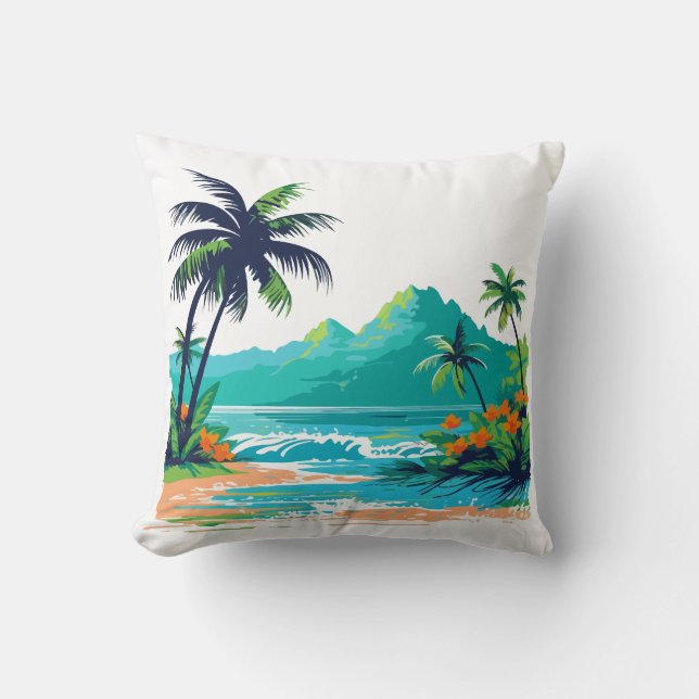 Capa de Almofada de Arremesso de Praia de Ilha Tro (Frente)