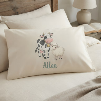 Capa de Almofada de Bebê Personalizada com Vaca Fo