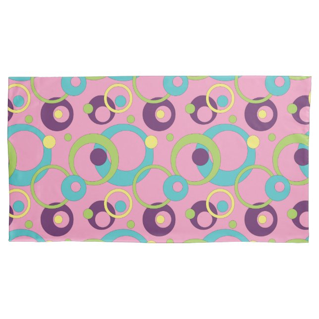 Capa de Almofada de Círculos Cor-de-Rosa Funky (Frente)