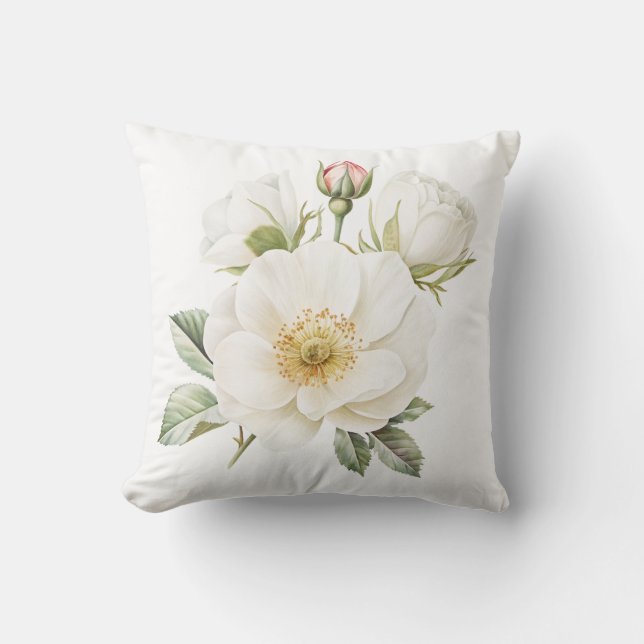 Capa de Almofada de Flor de Jardim Branco (Frente)