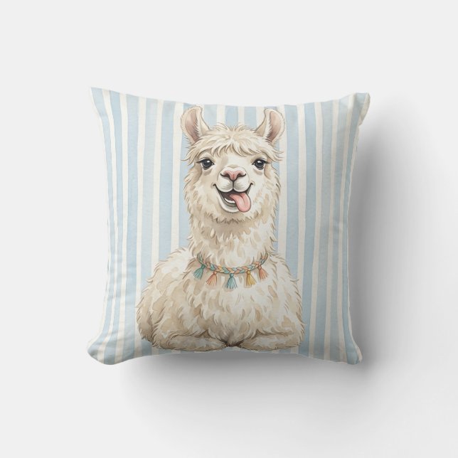 Capa de Almofada de Llama em Aquarela Animal da Fa (Frente)