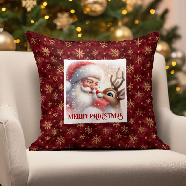 Capa de Almofada de Natal Claus Rudolph Fofo para  (Cute Santa Claus Rudolph Holiday Pillow Cozy Home

)